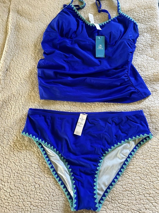 Cupshe Other - Cupshe Royal Blue Tankini Set with Aqua Trim